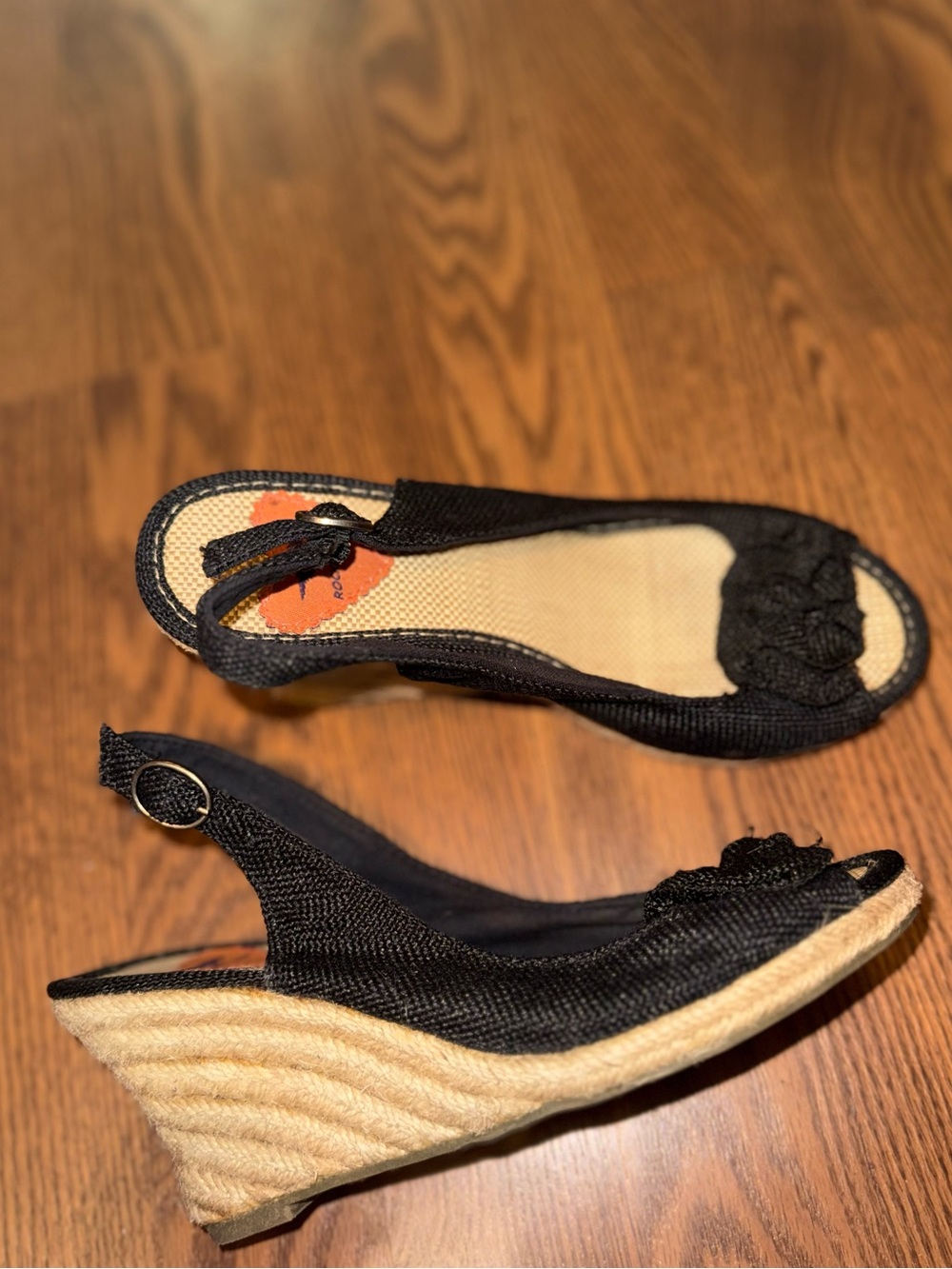 Y2K Rocketdog Black Wedge Slingback Espadrille Sandals